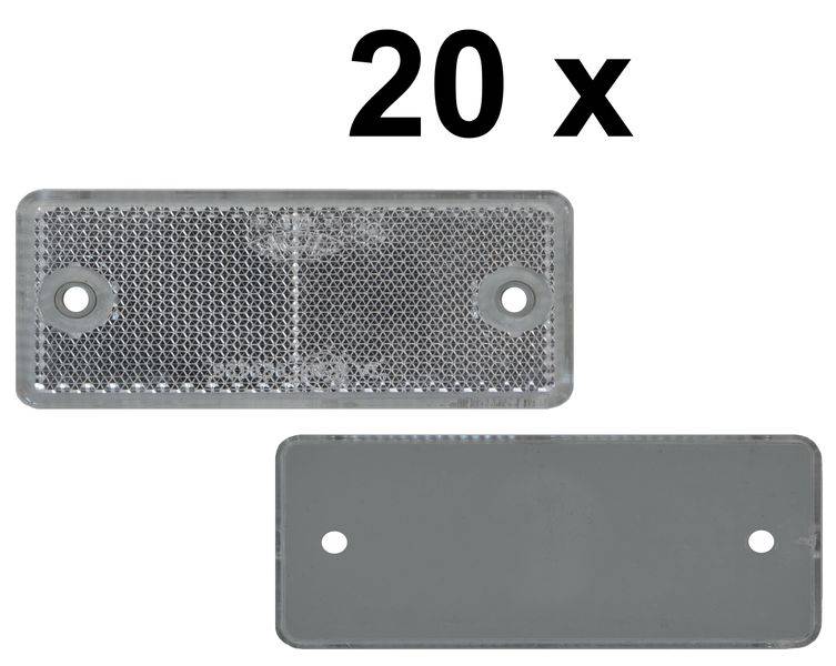 20 x Rückstrahler - Reflektor - schrauben - 90 x 40 mm - Weiß - Prüfzeichen