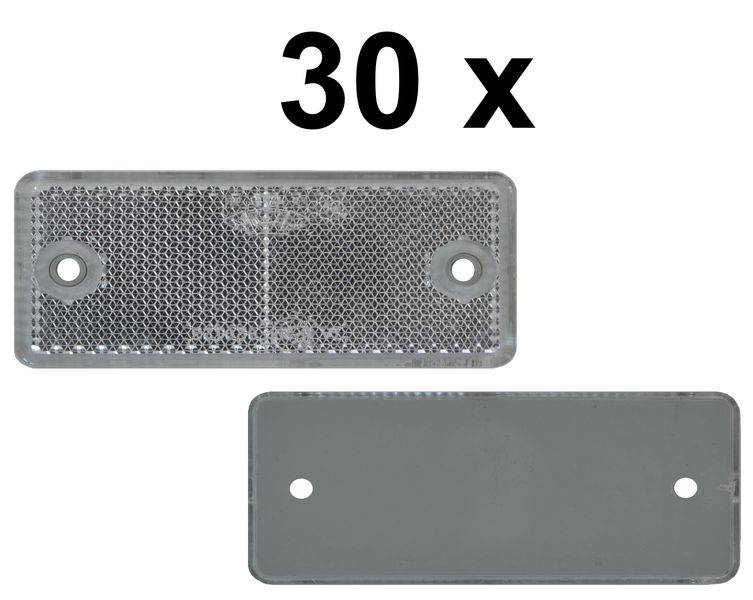 30 x Rückstrahler - Reflektor - schrauben - 90 x 40 mm - Weiß - Prüfzeichen