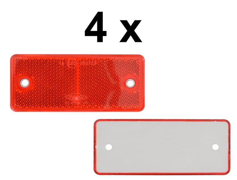 4 x Rückstrahler - Reflektor - schrauben - 90 x 40 mm - Rot - Prüfzeichen