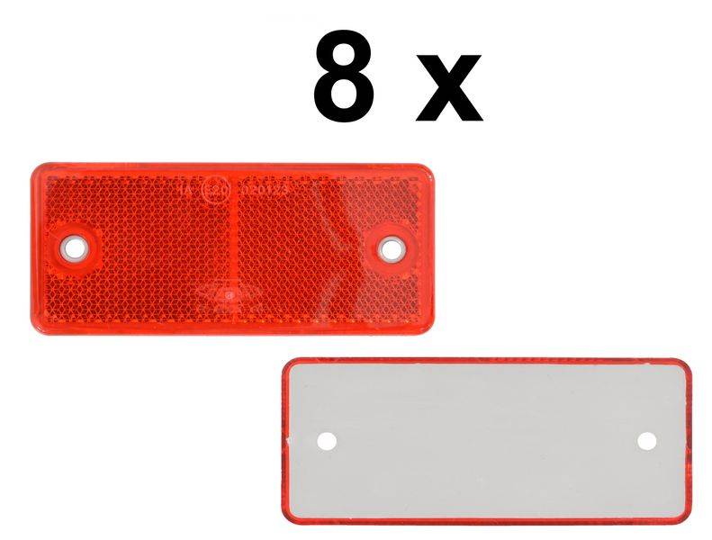 8 x Rückstrahler - Reflektor - schrauben - 90 x 40 mm - Rot - Prüfzeichen