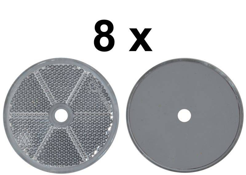8 x Rückstrahler - Reflektor - schrauben - Ø 60 mm - Weiß - E-Prüfzeichen