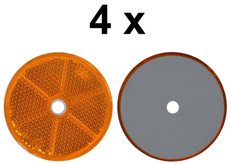 Set 4 Stück - Katzenauge - Reflektor - schrauben - Ø 60 mm - Gelb - E-Prüfzeichen