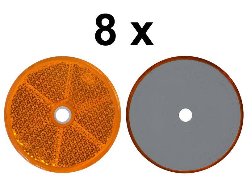 8 x Rückstrahler - Reflektor - schrauben - Ø 60 mm - Gelb - E-Prüfzeichen