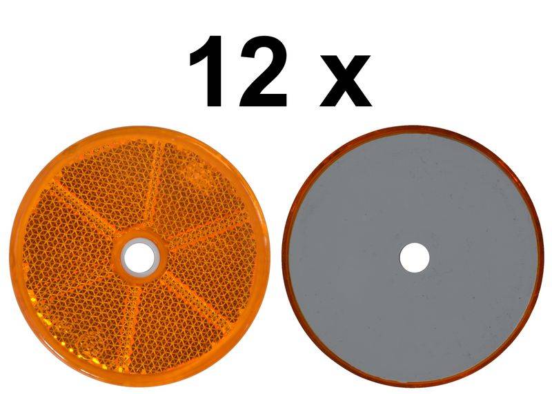 12 x Rückstrahler - Reflektor - schrauben - Ø 60 mm - Gelb - E-Prüfzeichen