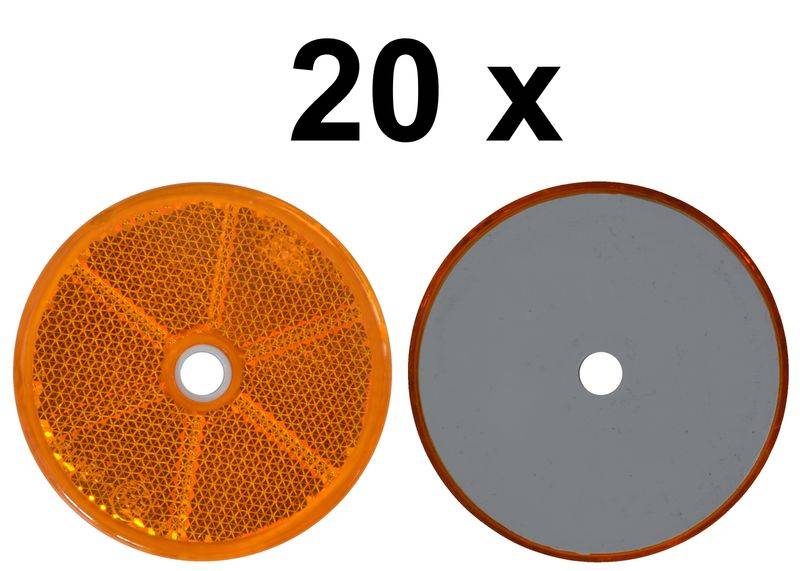 20 x Rückstrahler - Reflektor - schrauben - Ø 60 mm - Gelb - E-Prüfzeichen