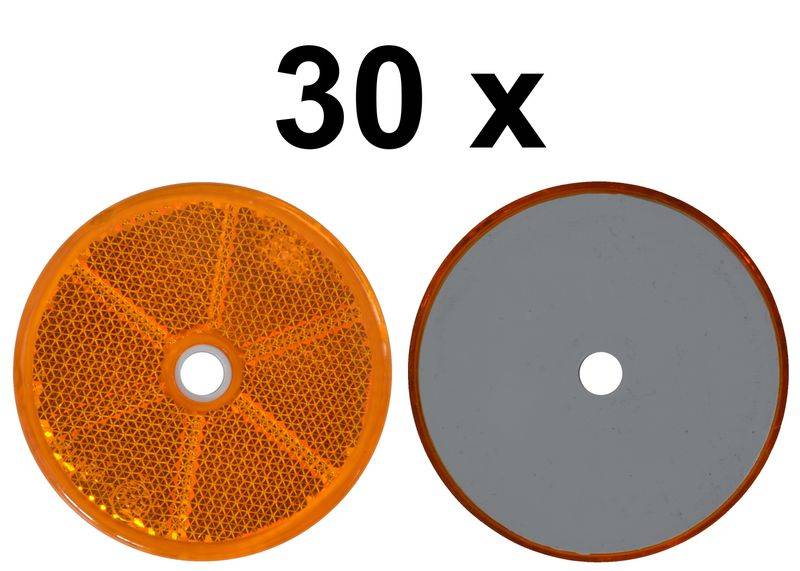 30 x Rückstrahler - Reflektor - schrauben - Ø 60 mm - Gelb - E-Prüfzeichen
