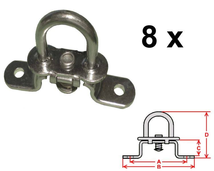 8 Stück - Drehverschluss für Ovalösen - verzinkt - 42x22mm