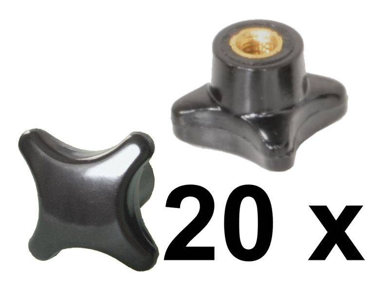 20 Stück Kreuzgriffmutter M4 DIN 6335 Kreuzmutter Messinggewinde