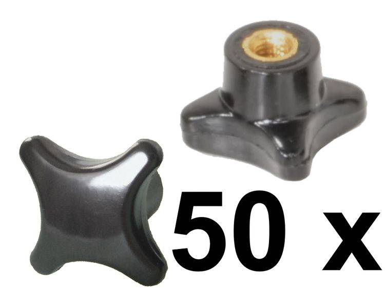 50 Stück Kreuzgriffmutter M4 DIN 6335 Kreuzmutter Messinggewinde