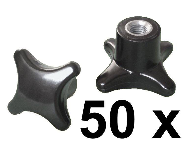 50 Stück Kreuzgriffmutter - M6 - DIN 6335 - Ø50mm - Kreuzmutter - Stahlgewinde