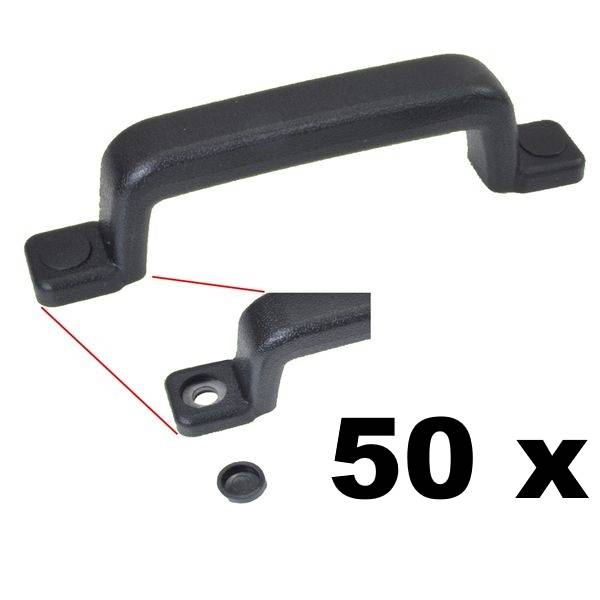 50 Stück - Handgriff / Rangiergriff - Metall Kunststoff ummantelt - schwarz