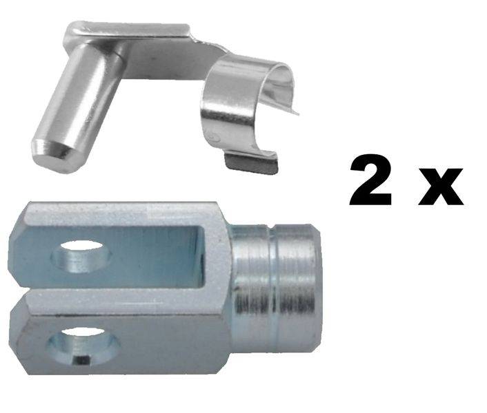 2 Stück Gabelkopf 4x8 - M4 - LINKS mit ES- Federbolzen DIN71751 verzinkt