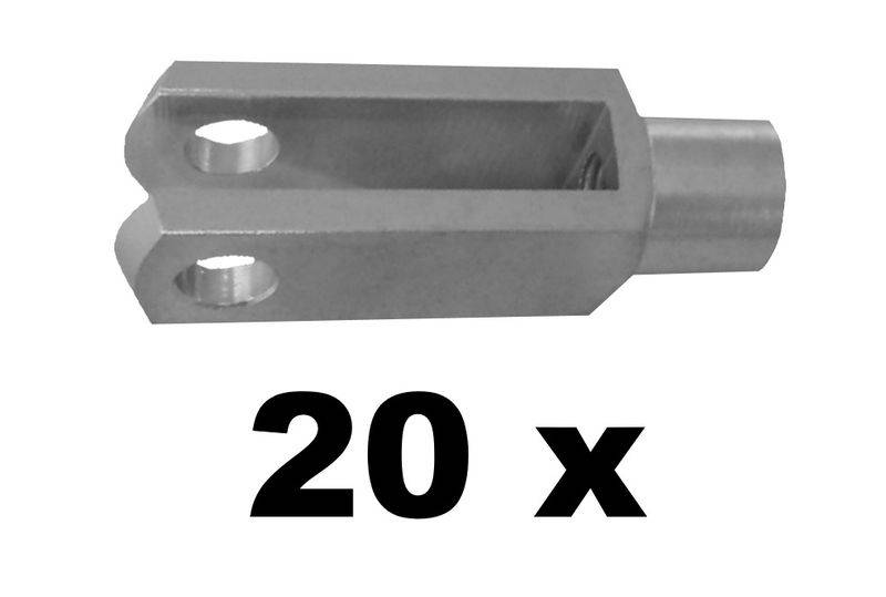20 Stück - Gabelkopf 8x32 - M8 verzinkt