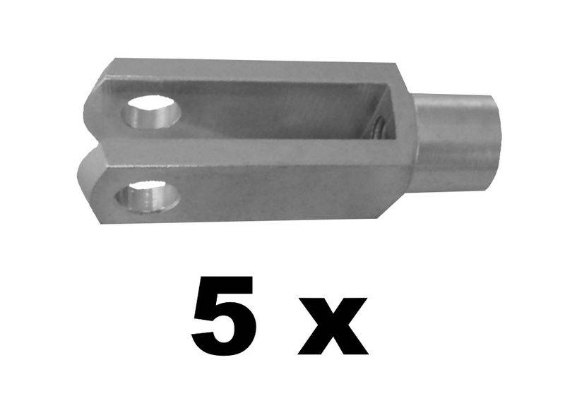5 Stück - Gabelkopf 8x32 - M8 - Links - verzinkt