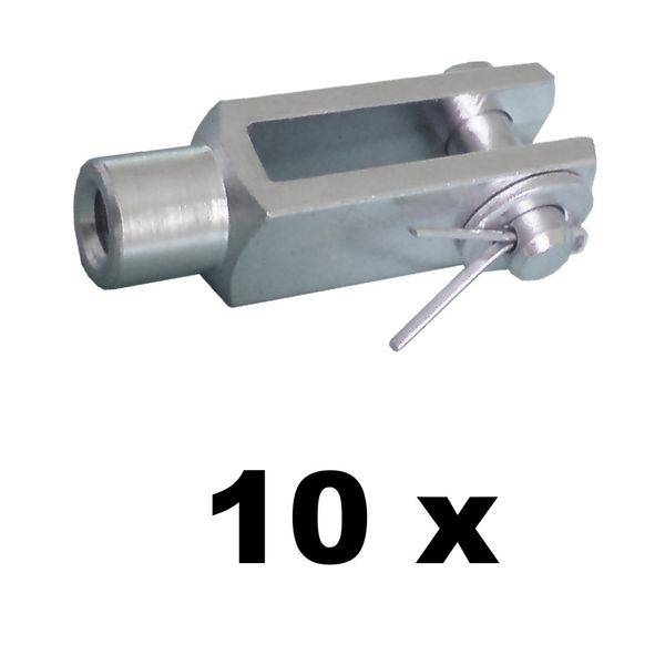 10 Stück - Gabelkopf M12 - 12x48 mit Splintbolzen - DIN71752 - verzinkt