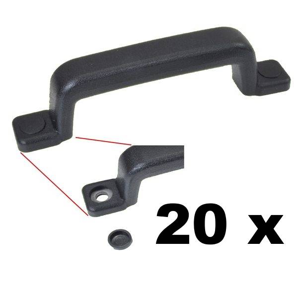 20 Stück - Handgriff / Rangiergriff - Metall Kunststoff ummantelt - schwarz