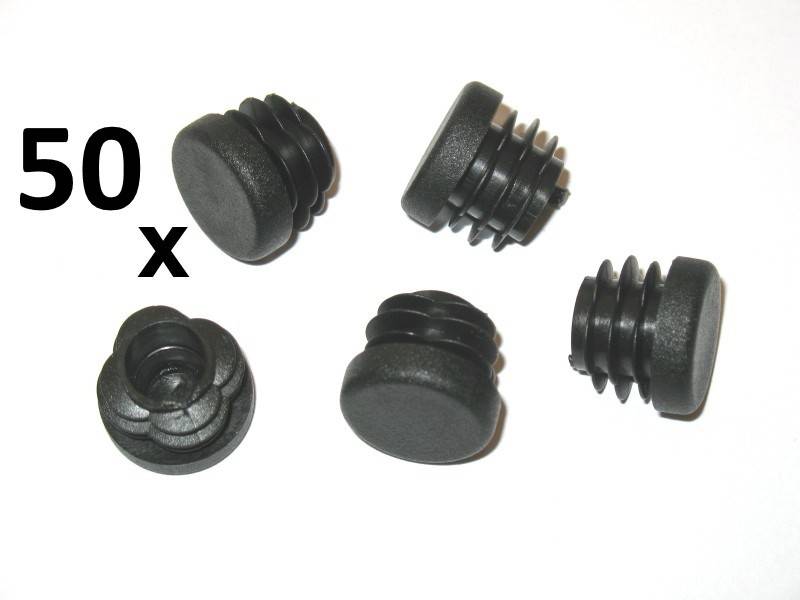 50 Stück -Lamellenstopfen Rundrohrstopfen Ø 25 mm (Außen) Stopfen SCHWARZ - 1,0 bis 3,0 mm