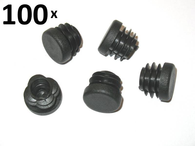 100 Stück -Lamellenstopfen Rundrohrstopfen Ø 25 mm (Außen) Stopfen SCHWARZ - 1,0 bis 3,0 mm