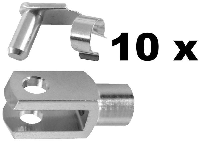 10 Stück - Gabelkopf - Gabelgelenk 12x24 DIN71752 - M12 + Sicherungsbolzen / ES-Bolzen