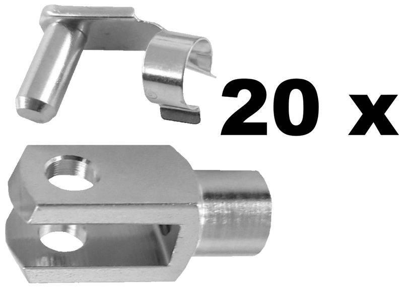 20 Stück - Gabelkopf - Gabelgelenk 12x24 DIN71752 - M12 + Sicherungsbolzen / ES-Bolzen