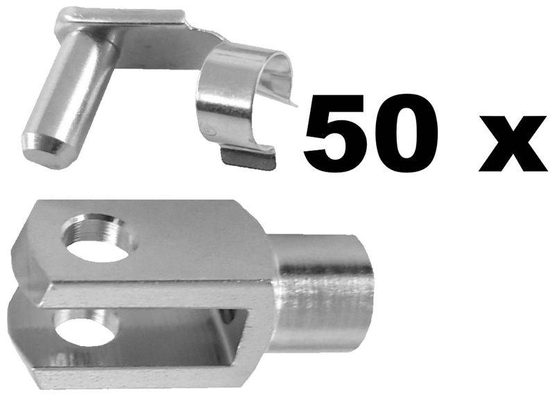 50 Stück - Gabelkopf - Gabelgelenk 12x24 DIN71752 - M12 + Sicherungsbolzen / ES-Bolzen