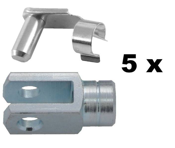 5 Stück - Gabelkopf 12x24 - M12 links - Sicherungsbolzen / ES-Bolzen - verzinkt