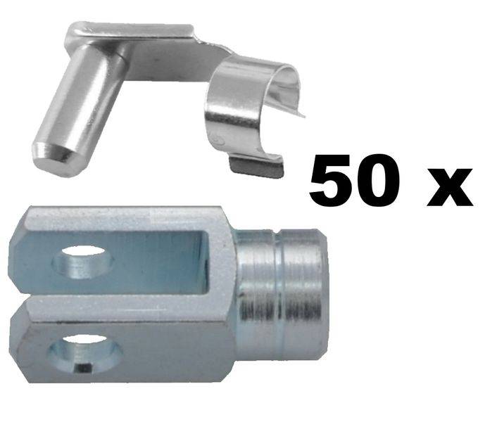50 Stück - Gabelkopf 12x24 - M12 links - Sicherungsbolzen / ES-Bolzen - verzinkt