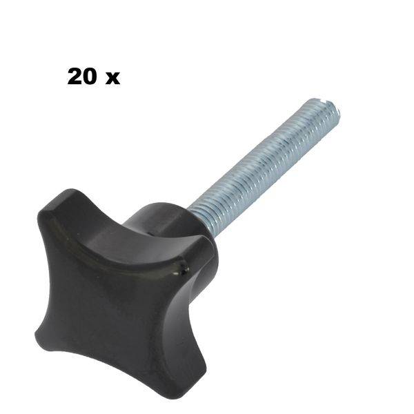 20 Stück - Kreuzgriffschrauben - M8 x 50mm - Griff Ø40 - Kreuzschrauben