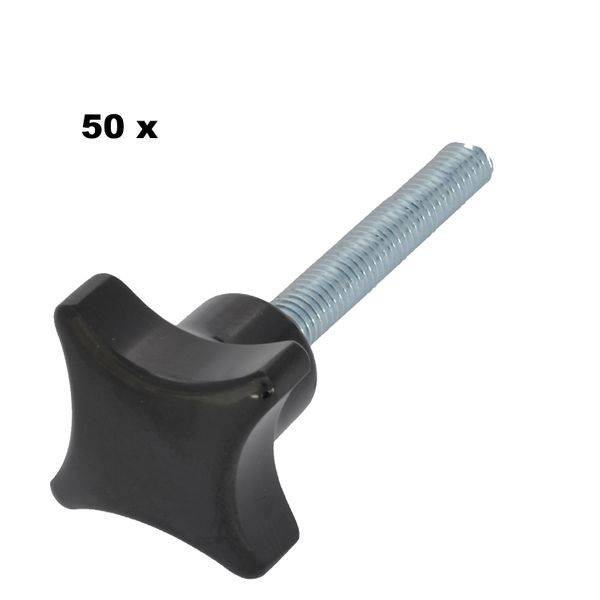 50 Stück - Kreuzgriffschrauben - M8 x 50mm - Griff Ø40 - Kreuzschrauben