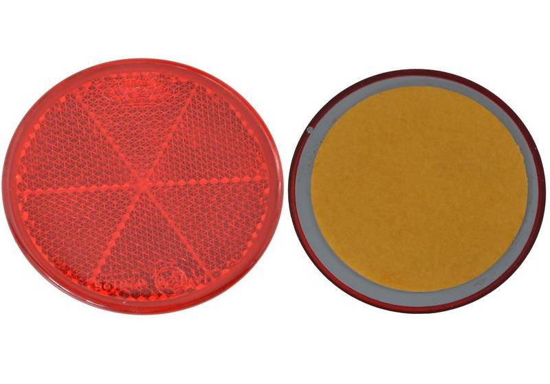 50 x Rückstrahler - Reflektor - Kleben - Ø 60 mm - Rot - E-Prüfzeichen