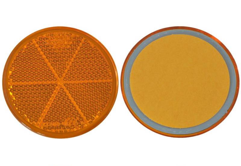 50 x Rückstrahler - Reflektor - Kleben - Ø 60 mm - Gelb - E-Prüfzeichen