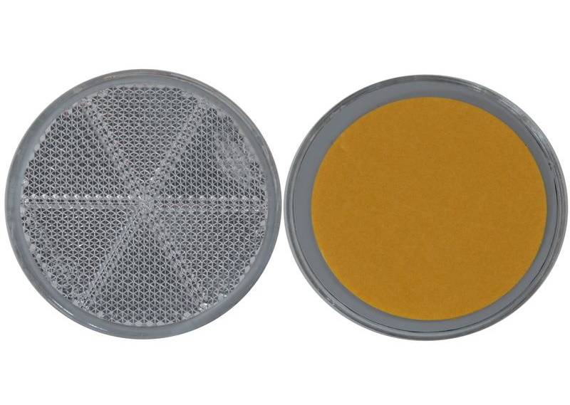 50 x Rückstrahler - Reflektor - Kleben - Ø 60 mm - Weiß - E-Prüfzeichen