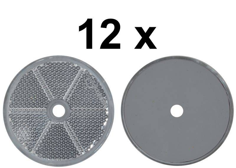 12 x Rückstrahler - Reflektor - schrauben - Ø 60 mm - Weiß - E-Prüfzeichen