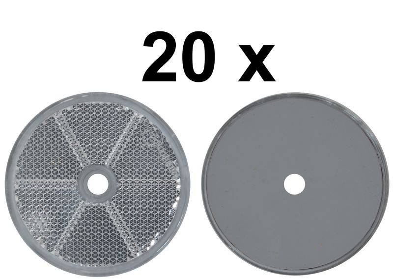 20 x Rückstrahler - Reflektor - schrauben - Ø 60 mm - Weiß - E-Prüfzeichen
