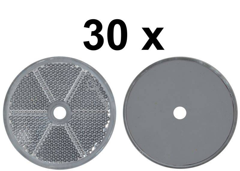 30 x Rückstrahler - Reflektor - schrauben - Ø 60 mm - Weiß - E-Prüfzeichen
