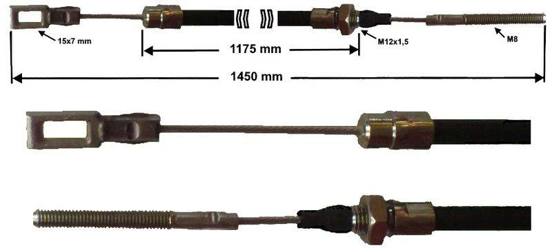 1 x Bremsseil für Peitz S234R - R234/76 Hüllen-Länge 1175mm - Gesamt-Länge:1450 mm