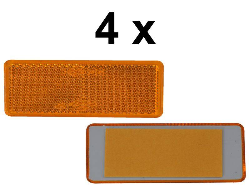 4 x Rückstrahler - Reflektor - Kleben - 69 x 31,5 mm - Gelb - Prüfzeichen