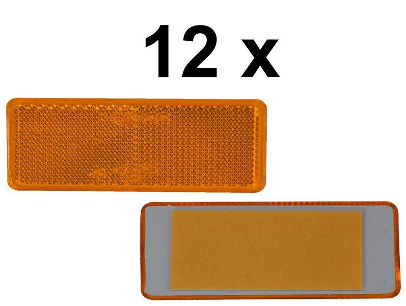 12 x Rückstrahler - Reflektor - Kleben - 69 x 31,5 mm - Gelb - Prüfzeichen