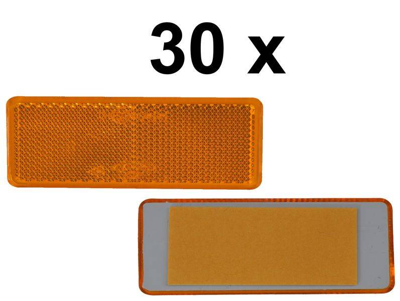 30 x Rückstrahler - Reflektor - Kleben - 69 x 31,5 mm - Gelb - Prüfzeichen