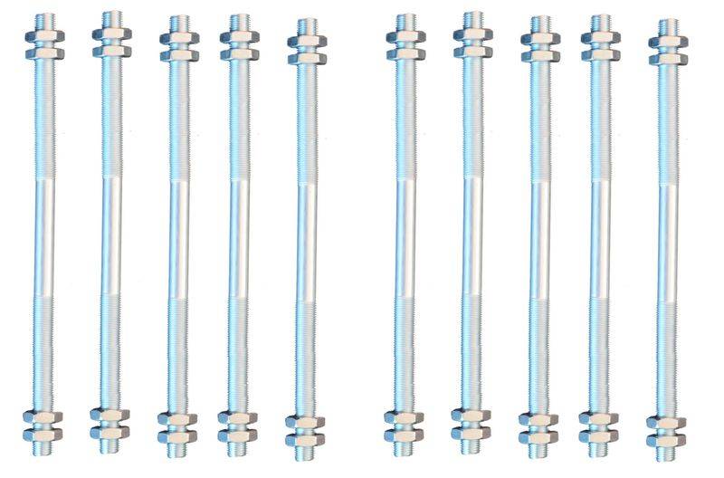 10 Stück Gewindestange M10 Rechts - Links Gewinde 500 mm + 4 Muttern