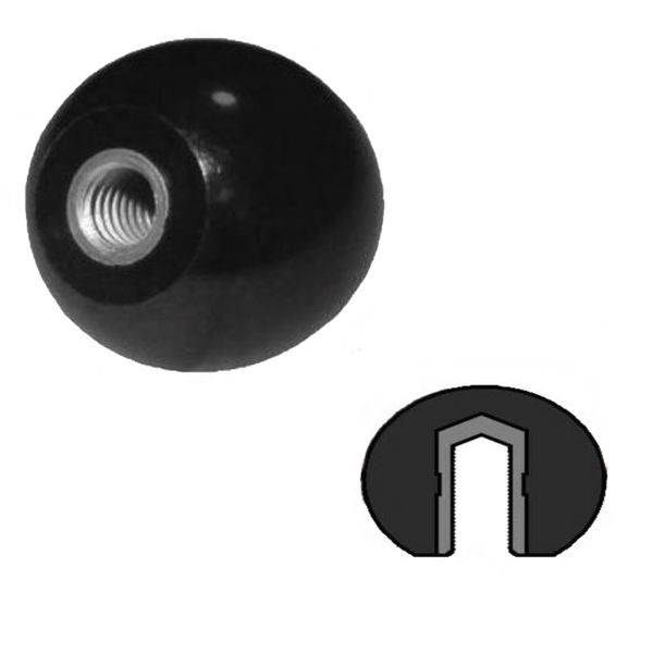 5 Stück - Kugelknopf M 6 - Ø 20 mm - DIN 319 - Stahlgewinde - schwarz