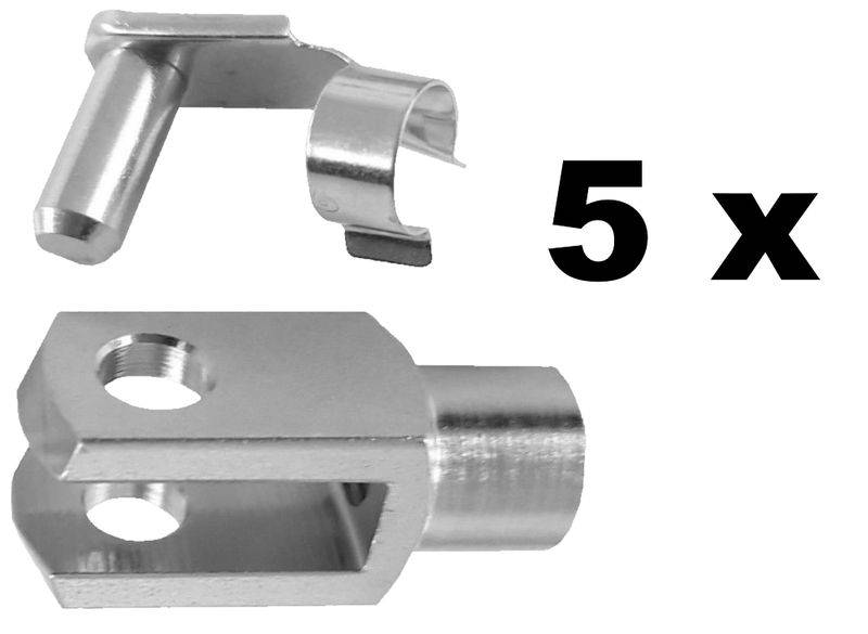 5 Stück - Gabelkopf - 10x20 - M10 mit ES Federbolzen - DIN71752 - verzinkt