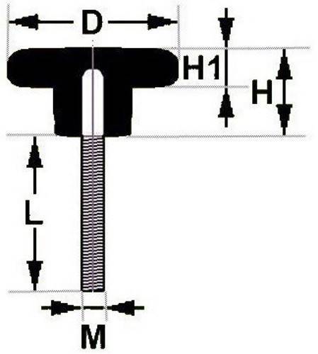 1 Stück - Sterngriffschraube M12, 60mm , Griff Ø 63 mm + Sterngriffmutter M12