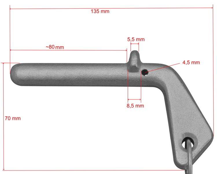 1 Stück - Steckbolzen, Bolzen, Vorsteckbolzen mit Kette und Splint 16 mm