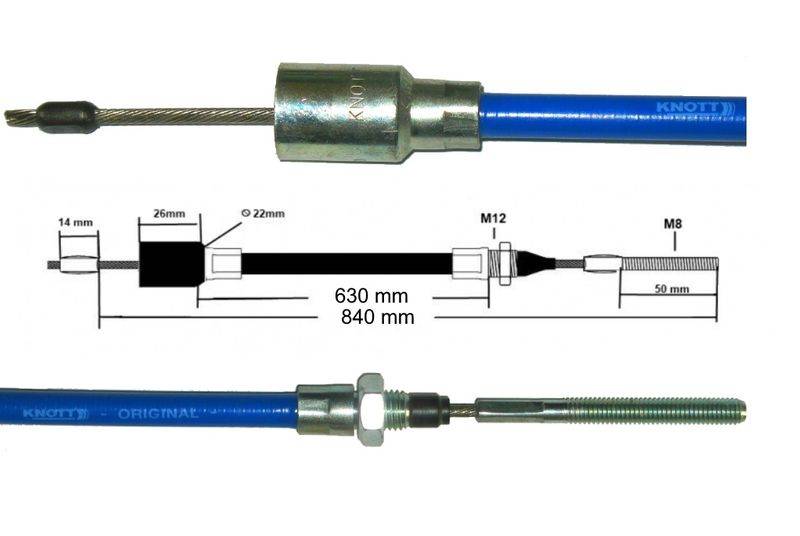 2 x Knott - Bremsseil - 37086.03 HL: 630 mm - GL: 840 mm - Nirosta