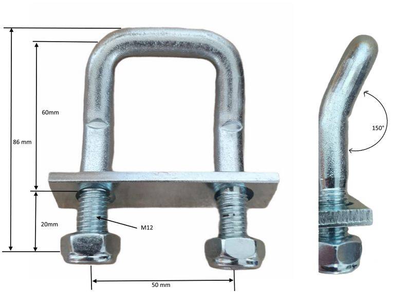 1 Stück - Zurrbügel rechteckig - Belastbarkeit 1000N - Ladungssicherung