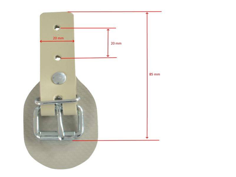 2 Stück - Schnallkappe mit Rollschnalle und Scheuerunterlage, beige, Vers. 1