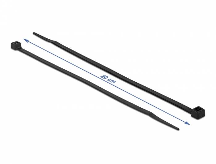 Delock - Kabelbinder - hohe Zugfestigkeit - 20 cm - Schwarz (Packung mit 100)