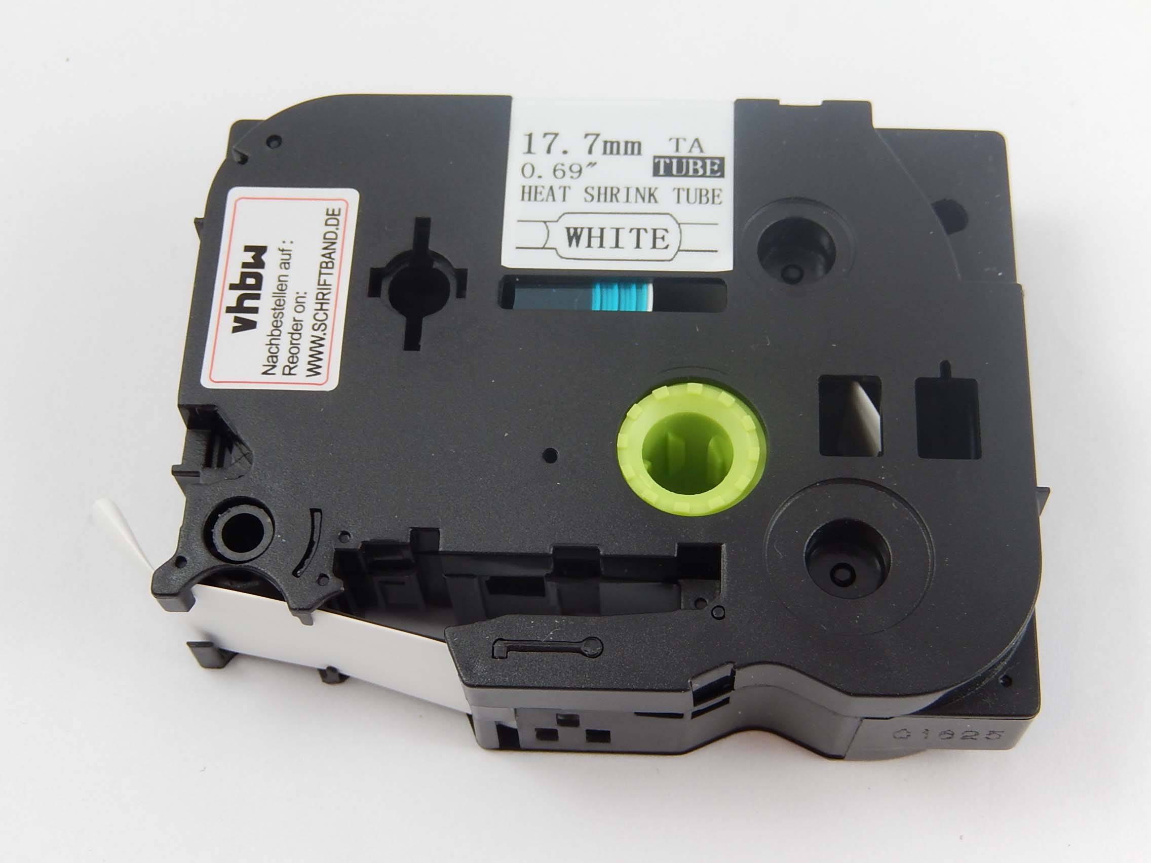 vhbw Schriftband-Kassette Ersatz für Brother HSE-241 für Etiketten-Drucker Schwarz auf Weiß, Schrumpfschlauch-Kassette, 17,7 mm