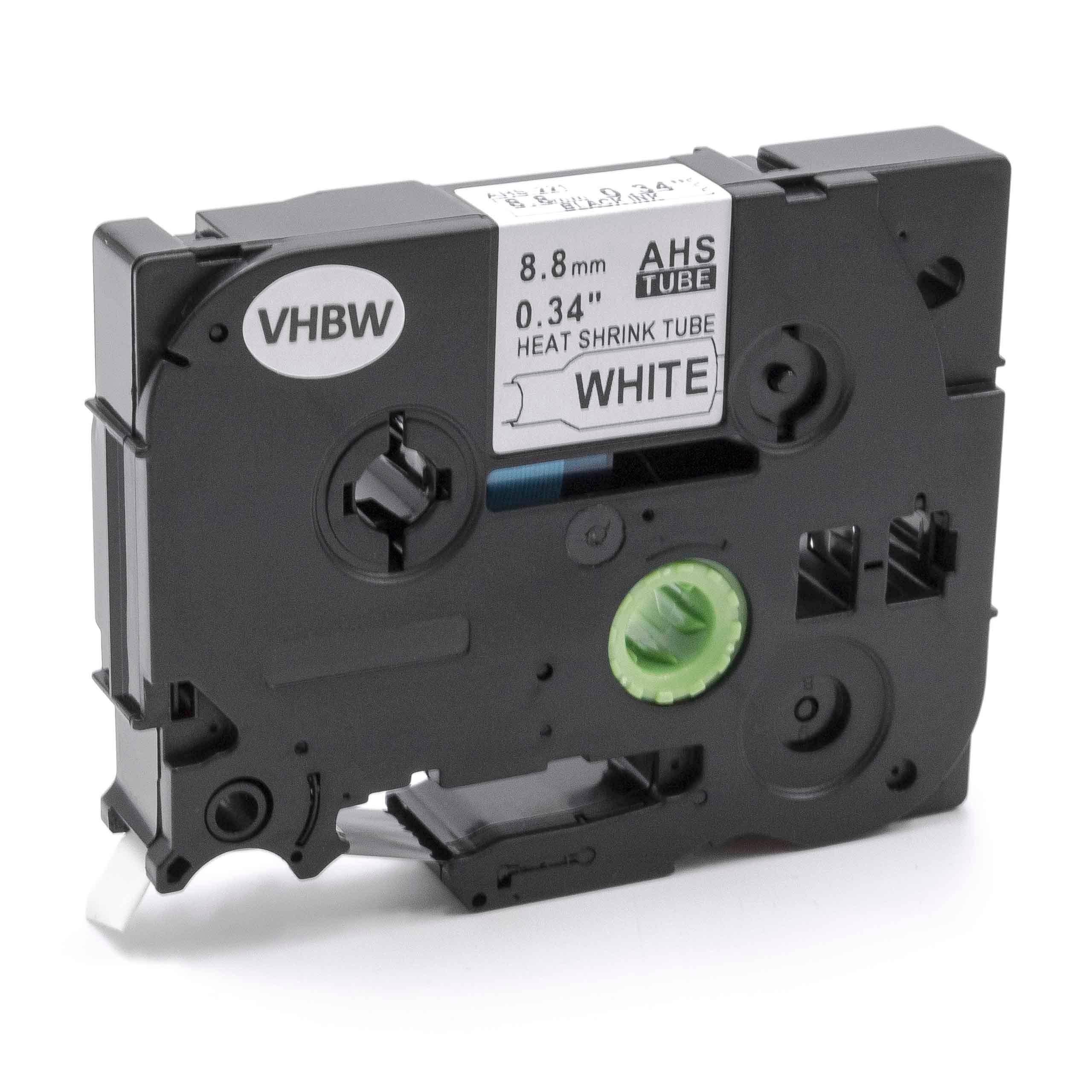 vhbw Schriftband-Kassette kompatibel mit Brother P-Touch P950NW Etiketten-Drucker Schwarz auf Weiß, Schrumpfschlauch-Kassette, 8,8 mm